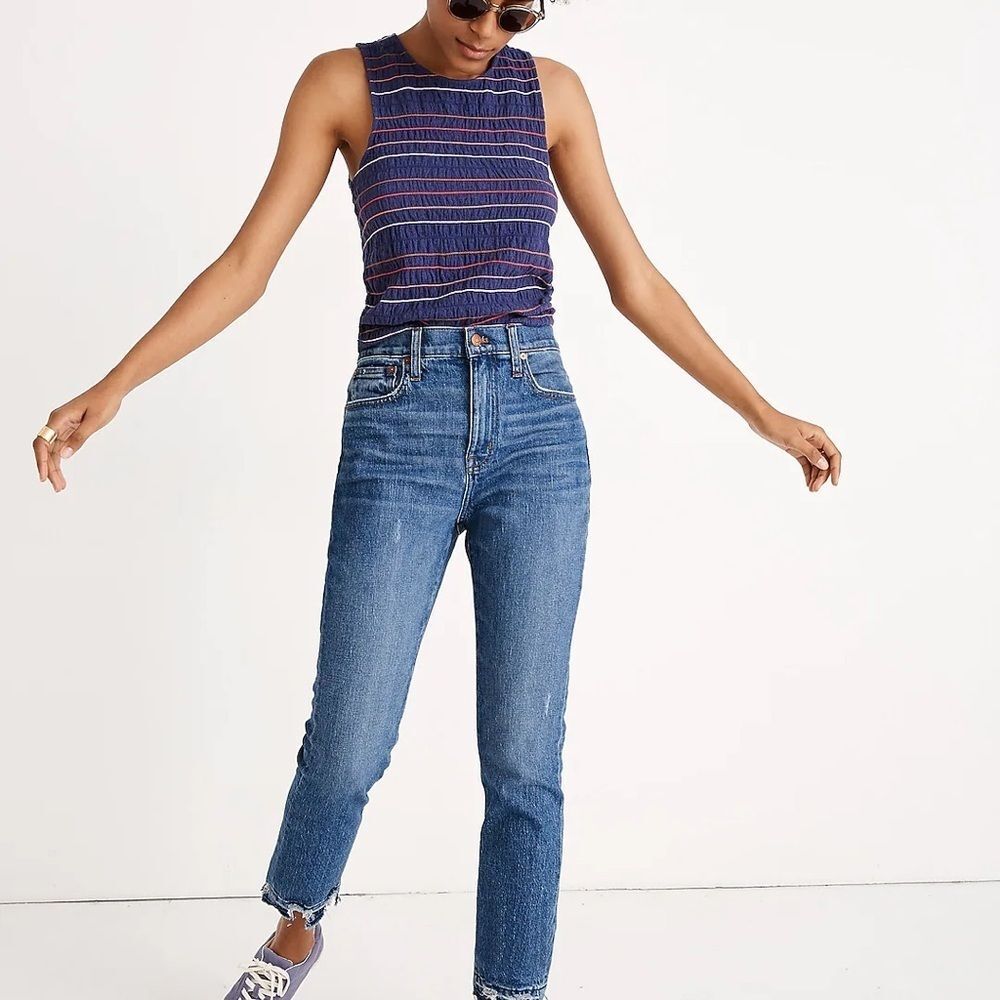 Madewell High Rise slim boy jeans raw hem sz 24